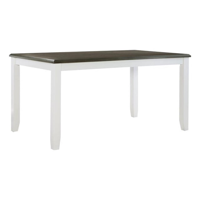 Pemberly Row Wood Rectangle Dining Table Dark Gray Top and Legs in Vanilla White