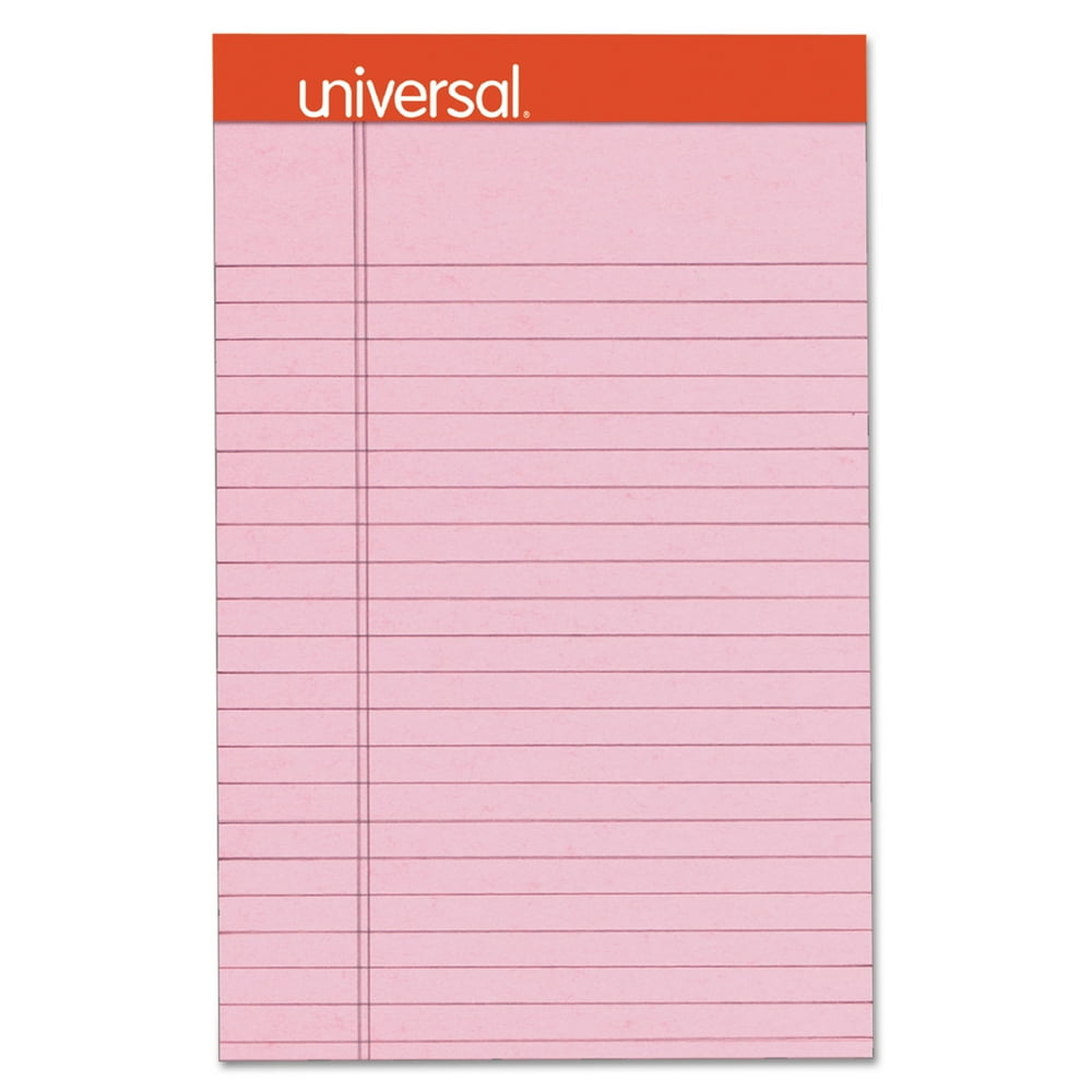 Universal Fashion Colored Perforated Note Pads, 5 x 8, Legal, Pink, 50