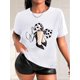 thumbnail image 1 of Cool Bow High Heels English Letter Print Black Women's Casual Fashion Round Neck Short Sleeve Top T-shirt, 1 of 7
