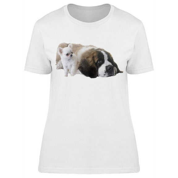 Cute Chihuahua And St. Bernard T-Shirt Women -Image by Shutterstock, Female x-Large