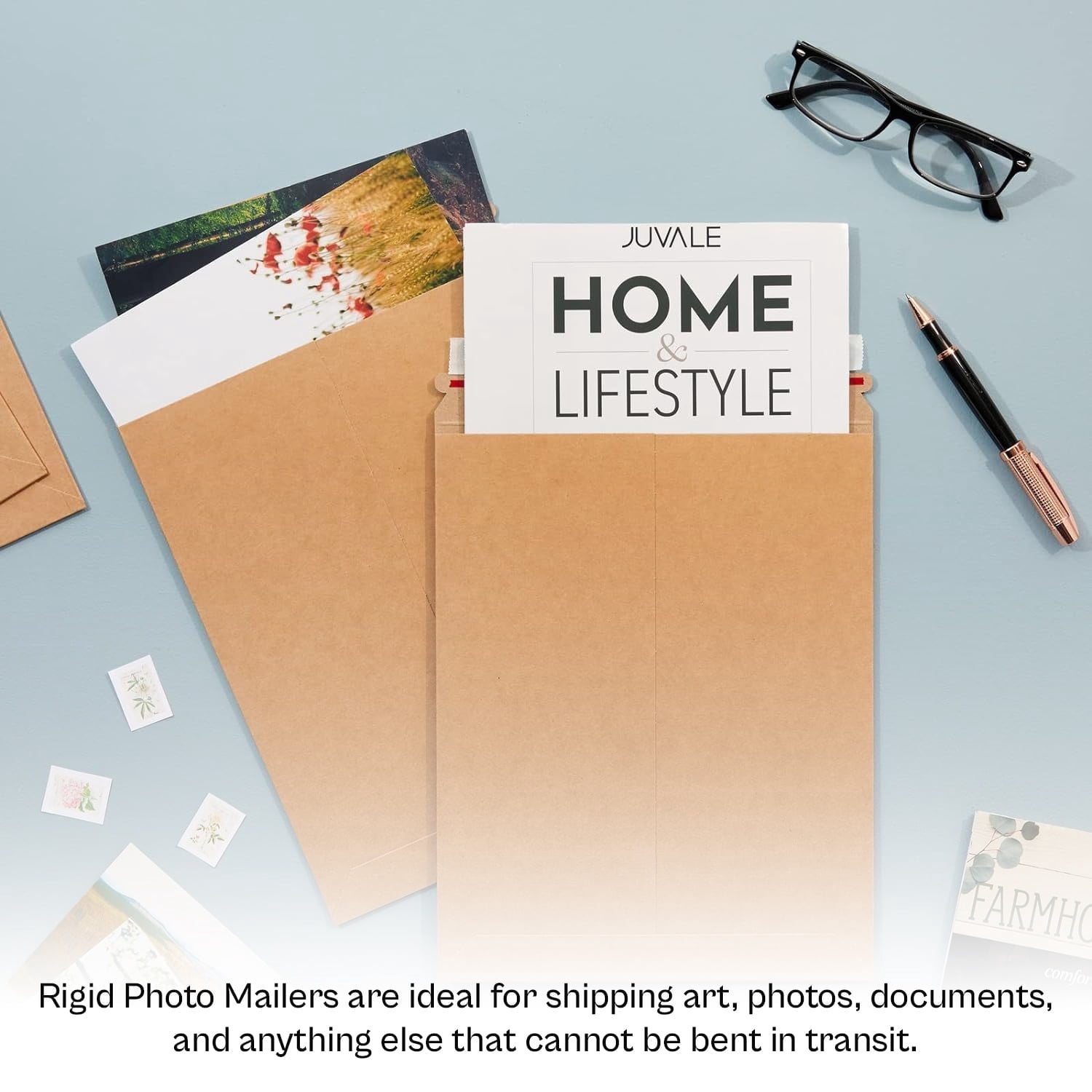 SSBM Kraft Rigid Mailers 6" x 8" Self-Seal Mailers Ideal for Flat Artwork, Images, and Sheets in Bulk 3600 Pieces