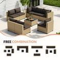 thumbnail image 7 of Poteban Patio Furniture Sets, Modular Rattan Outdoor Patio Sectional Furniture Sofa Set, Yellow Wicker Patio Conversation Set for Backyard,9PCS, 7 of 7