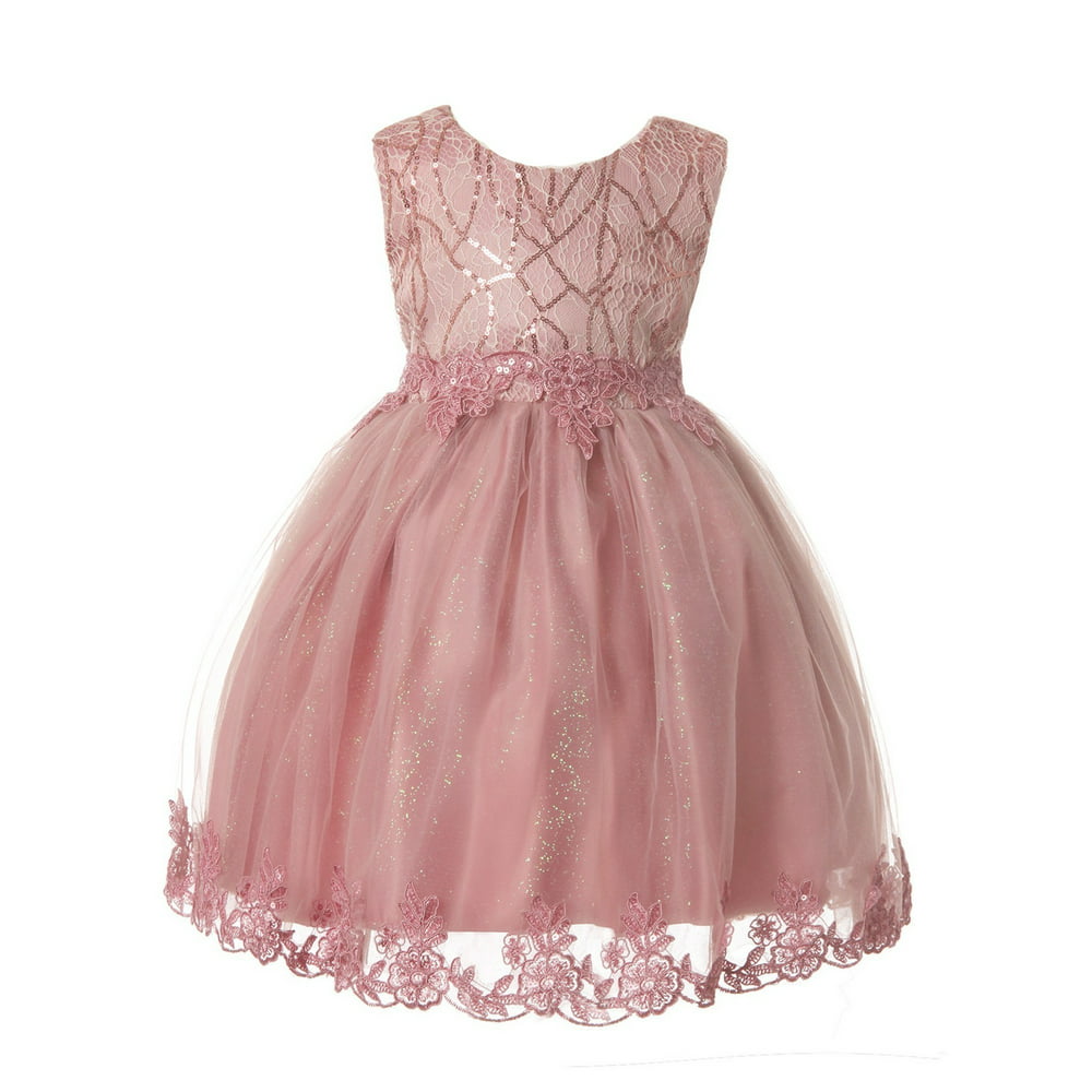Rain Kids Baby Girls Dusty Pink Sequin Lace Tulle Special Occasion ...
