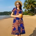 thumbnail image 4 of Daiia Robe Vintage Drapeau USA Imprimé pour Femmes 2025 Tendance Manches Courtes Robes Décontractées Amples Fluides Maxi Robes d'Été, 4 of 6