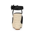 thumbnail image 2 of BLISSFUL STEP Women's Slingback Open Toe Buckle Espadrille Wedge Heel Sandals Black 7, 2 of 8