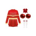 thumbnail image 3 of Ocealan Tenue de Meneuse de Claque de Noël pour Filles Enfants, Robe de Cheerleading, Uniformes avec Ensemble de Chaussettes à Pompon, Rouge A 8, 3 of 7