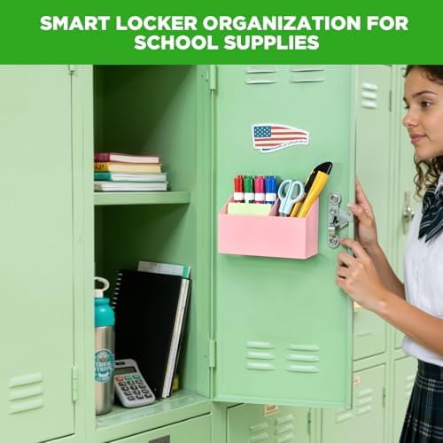 Magnetic Dry Erase Marker Holder for Whiteboard, Acrylic Magnet Pen Holder for Refrigerator Fridge, Marker Holder for Classroom Teacher, Pencil Cup,Office Accessories, Locker Organizer(Pink)