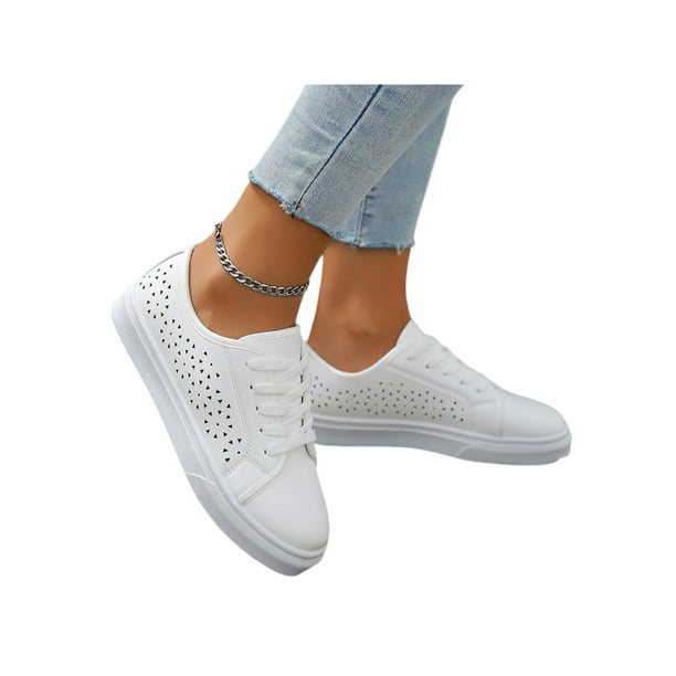 Ladies white walking trainers on sale