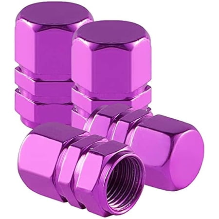 0829 alpmosn Aluminum Tire Stem Valve Caps Wheel Valve Covers Car Dustproof Tire Cap Cover Accessories, Universal for SUV, Car, Bike and Motorcycle，Hexagon Shape (4PCS Purple)