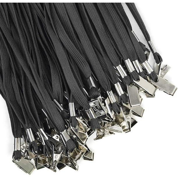 50 Pack Black Lanyard Bulk Lanyard for ID Badge Holder Durable Flat Lanyard