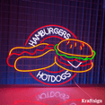 thumbnail image 3 of Craftnamesign Hamburgers Hotdog Neon Light Sign 25" x 17" for Burger Fast Food Shop Decoration, 3 of 4