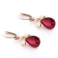 thumbnail image 4 of Galaxy Gold 14K Rose Gold 11 Carat Natural Ruby and White Topaz Dangle Earrings - July Birthstone - Passion & Protection - Fine Jewelry for Women, 4 of 5