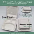 thumbnail image 5 of Northlight 3-Compartment Hinged White Take Out Containers - 9" - 200 Count, 5 of 6