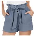 thumbnail image 2 of Shorts for Women Clearance!Yanyanz Lace Shorts Women'S High Casual Pocket Belt Fashion Bowknot Waist Pants Teen Girl Gifts Trendy Stuff Womens Pants Blue S, 2 of 9
