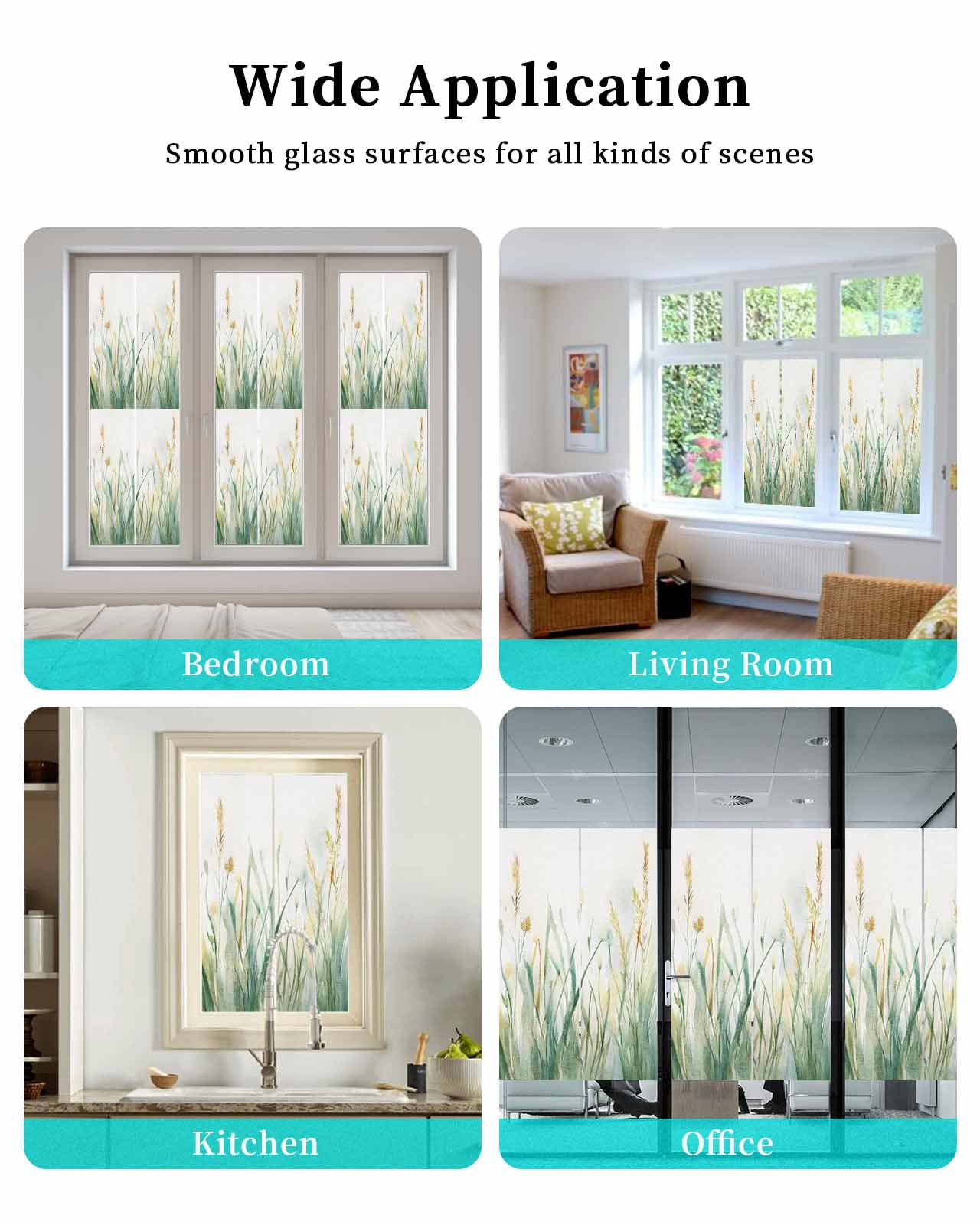 Window Privacy Film Spring Green Leaf Stained Glass Window Film Decorative Sun Block Window Cover Country Botanical Watercolor Plant Window Clings Static Adhesive Sticker for Bathroom 23.6"x59"