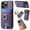 Purple, variant on for iPhone 14 Pro Max 2 in 1 Detachable Wallet Case, Luxury Retro PU Leather Ring Kickstand Card Cash Slots Case for Women Men, Strong Magnetic Shockproof Anti-Scratch Slim Case - Brown