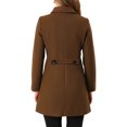thumbnail image 3 of INSPIRE CHIC Women's Coat Single Breasted Long Sleeve Tunic-length Winter Outwear with Pockets XS Brown, 3 of 8