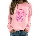 thumbnail image 3 of VKOYWKM Womens Breast Cancer Tops Breast Cancer Awareness T-Shirt Long Sleeve Pink Ribbon Graphic Tee Tops Fall Crew Neck Loose Fit Breast Cancer Pullover Sweashirt, 3 of 5