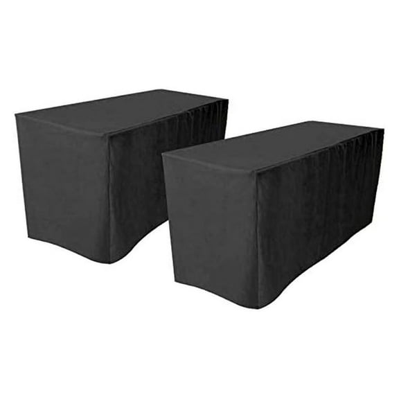 2 Pack of 8' Fitted Tablecloth Table Cover Trade Show Event 4 Sided - Black