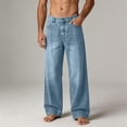 thumbnail image 2 of Frnrwgo Jeans for Men Loose Fit Wide Leg Drawstring Elastic Waist Retro Casual Denim Pants, 2 of 9