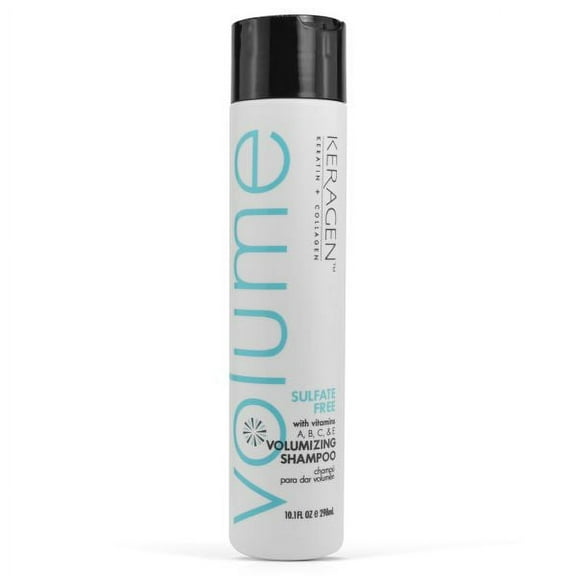 KERAGEN - Volumizing Shampoo for Fine Hair with Keratin, Collagen and Organic Oils, Sulfate Free, 10 Oz