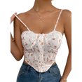 thumbnail image 4 of SAYOO - Mini chaleco de verano para mujer, sin mangas, sin espalda, con encaje irregular, camisola floral SAYOO  Moda, 4 of 9