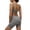 Grey, variant on Women’s Yoga Bodysuit with Hollowed Out Back for Back Sports Fitness High Elasticity Black M
