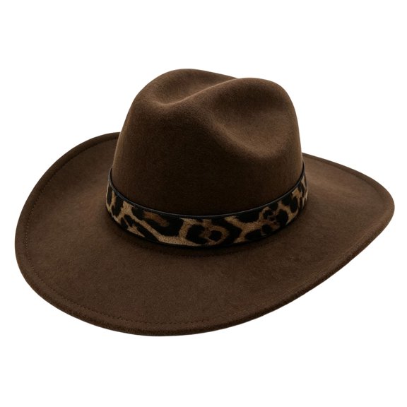 Unisex Leopard Print Fedora Hat with Curved Brim for Western Cowboy Style - Jazz Headwear for Home Leisure Occasions
