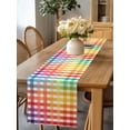 thumbnail image 6 of Autumn Colorful Gradient Buffalo Plaid Table Runner 13x60in Non-Slip Cotton Linen Table Runners, Rainbow Style Dresser Scarves TableRunner for Dinner Kitchen Dining Wedding Party, 6 of 9