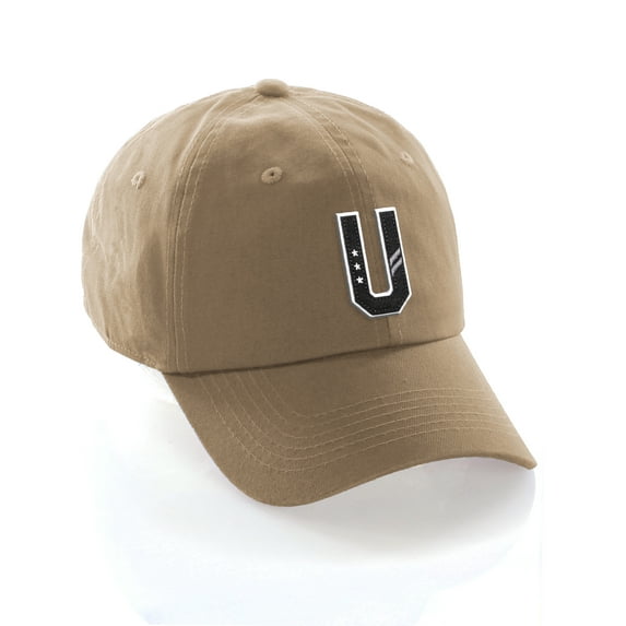 Daxton 3D Custom Alphabet AZ Letter Numbers Initial Baseball Dad Hat- Khaki, Letter U
