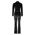 thumbnail image 6 of DailyTrove Women's Long Sleeve Flare Leg Jumpsuit - Solid Color, Slim Fit, Spring & Street Wear,Black, 6 of 6