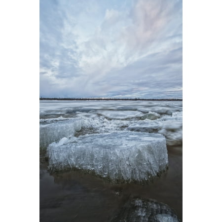 Long exposure of the ice flowing down the Porcupine River after it broke up Old crow Yukon Canada Canvas Art - Robert Postma Design Pics (24 x 38)