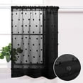 thumbnail image 3 of CUH 1pc Rod Pocket Slot Top Light Filtering Sheer Short Window Door Curtain Tulle Half Window Drape Voile Cafe Tier Kitchen Valance Bathroom Scarf Black W:35"x L:24", 3 of 6