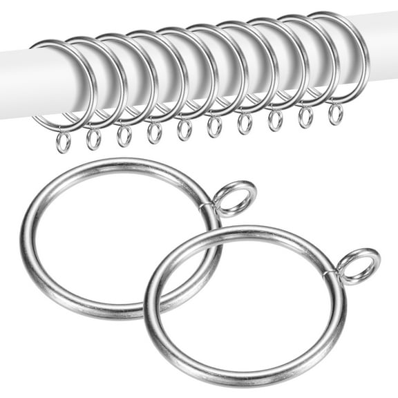 Uxcell 20-Pack Curtain Ring with Eyelet 1.5 Inch ID Fits Up to 1/2 Inch Curtain Rod Silver Metal Drapery Rings