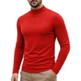 thumbnail image 2 of Mens Mock Turtleneck Shirt Long Sleeve Stretchy Casual Pullover Mock Neck Bryle Red Sweater (S), 2 of 7