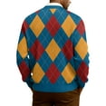 thumbnail image 4 of QHRMKOG Men Cardigan Relaxed Fit Color Block Argyle Graphic Cardigan Sweaters Vintage Long Sleeve V Neck Button Up Cardigans Aytumn Fashion Knitted Ribbed Sweaters Blue S, 4 of 7
