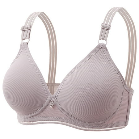Clearance!Uooqdmx Bras for Women Bralettes for Women Sexy Lace Back Button Shaping Cup Adjustable Shoulder Strap Large Size Underwire Bra Wireless Bras for Women Gray XL