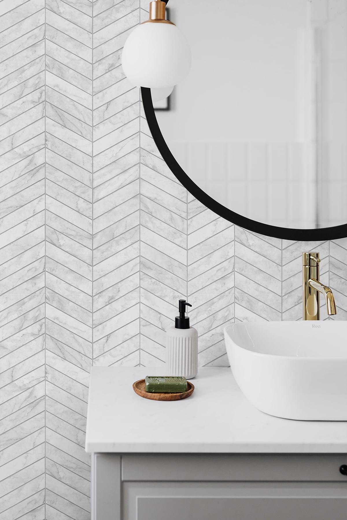 Lillian August Marbled Chevron Peel and Stick Wallpaper
