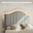 thumbnail image 4 of Pinmoco Twin Upholstered Bed Frame with Adjustable Arc-shaped Headboard, LED Platform Bed, Gray Fabric, 4 of 10