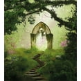 thumbnail image 3 of Antique Duvet Cover Set, Old Aged Fantasy Door in Forest Medieval Gothic Greenery Digital Art, Decorative 2 Piece Bedding Set with 1 Pillow Shams, Twin Size, Pale Green and Green, by Ambesonne, 3 of 3
