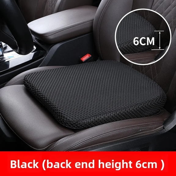 Car Seat Booster Cushion Honeycomb Memory Cotton Car Seat Cushion Car Simple Breathable 3D Mesh Thickened Sedentary Seat Cushion, Black 6CM, Four Seasons