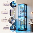 thumbnail image 4 of VKCC Corner Display Cabinet with Glass Door and RGB, Lockable Curio Cabinet with Tempered Glass Adjustable Shelf for Small Place, Black, 4 of 9