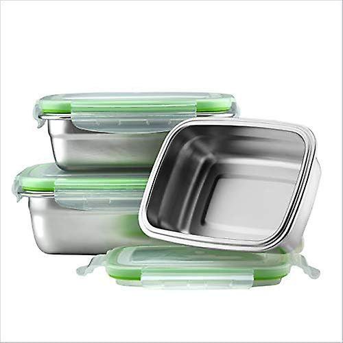 Juego de vajilla de 3 piezas, recipiente reutilizable de acero inoxidable para almacenar alimentos Verde