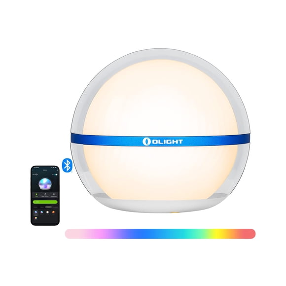 OLIGHT Sphere Portable LED Light, Rechargeable 360-degree Light-Emitting Ambient Lighting with APP Control, 75 Lumens RGB Color Dimmable Camping Light with Magnetic Base for EDC, Outdoor