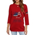 thumbnail image 4 of Women's Fashion 4th of July 3/4 Sleeve Sweaters, Patriotic Independence Day Tops for Women, Spring & Summer Casual Flag Printed Round Neck Pullover, 4 of 5
