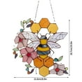 thumbnail image 4 of Stained Glass Bee and Floral Suncatcher, Handcrafted Hanging Window Art, Vibrant Honeycomb Design, 12x10 Inches, 4 of 4