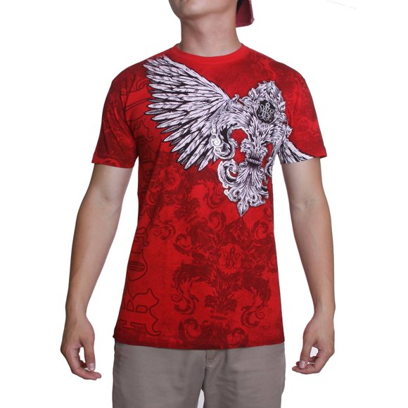 Konflic T-Shirt Homme Ailé Plume Blason MMA - Rouge - Petit