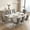 Table and Gray Chairs, variant on Sumdeal 70" Faux Marble Dining Table Set for 8, Large Rectangle Marble Dining Table with 8 Velvet Tufted Dining Chairs, Stainless Steel Base Modern Dining Room Set, Beige