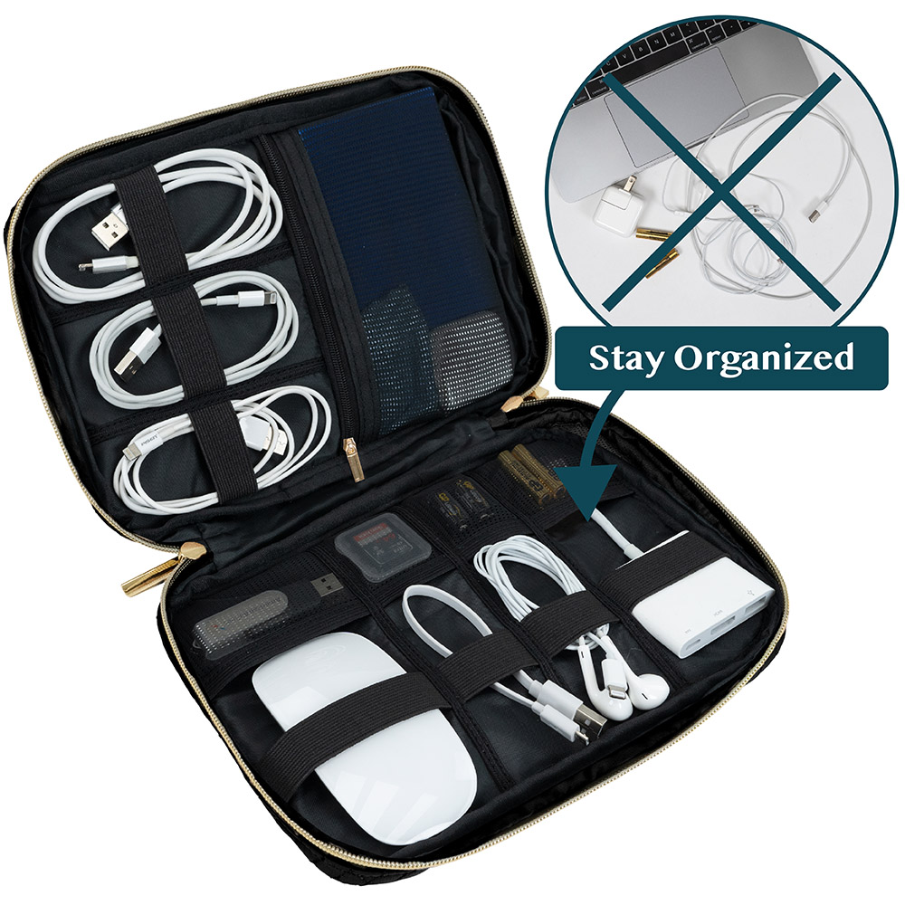 Tasca Per Caricatori E Cavi Borsa Organizer Cavi HYZUO - Portatile, Impermeabile Per Caricatori, Cavi USB E Accessori Borsa Porta Cavi Tech