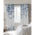 thumbnail image 2 of Blue Leaves Black Out Curtains 72 Inch Long, Light Blocking Drapes with Black Liner, Summer Botanical Thermal Insulated Blackout Curtains for Bedroom Living Room 52"x72" 2 Panels, 2 of 8